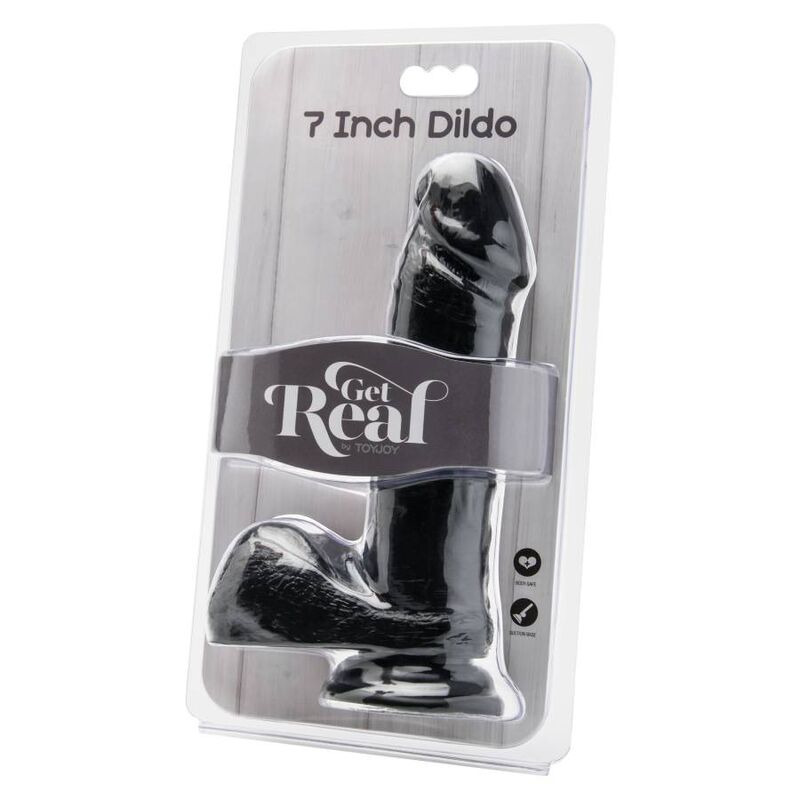 Dildo, Get Real, cu Testicule, 18 CM Negru